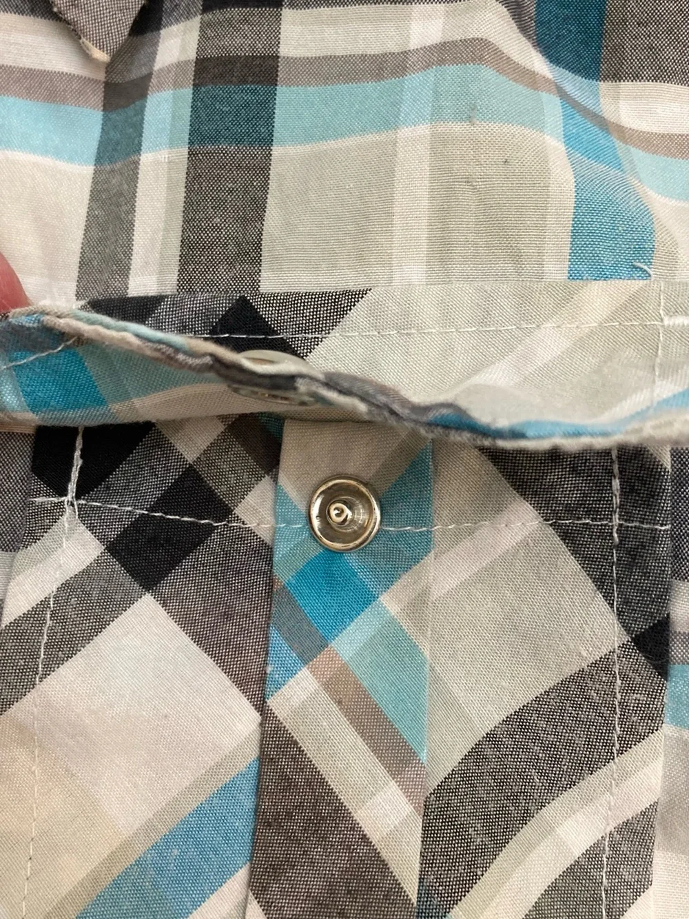 Carter's Plaid Western Shirt with pearl snaps Blue, Gray, White Med (5-6)